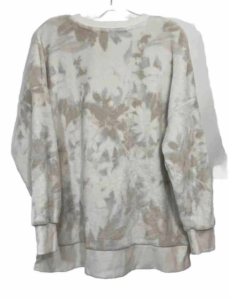 Kohls SO толстовка L плюшевый флис слоновой кости цветочный пуловер искусственного меха верхняя рубашка - Изображение 4 из 4