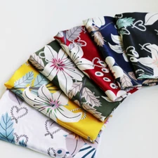 1 yard Vintage Flower Satin Printed Fabric For Scarf Soft Glossy Charmeuse Telas