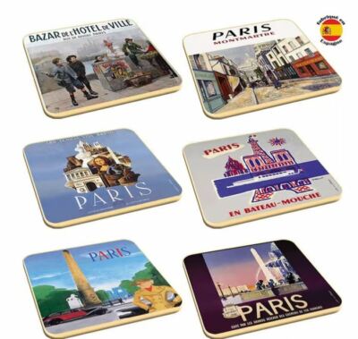 Kork Untersetzer Set - 6 St. Paris Eiffelturm Montmartre 