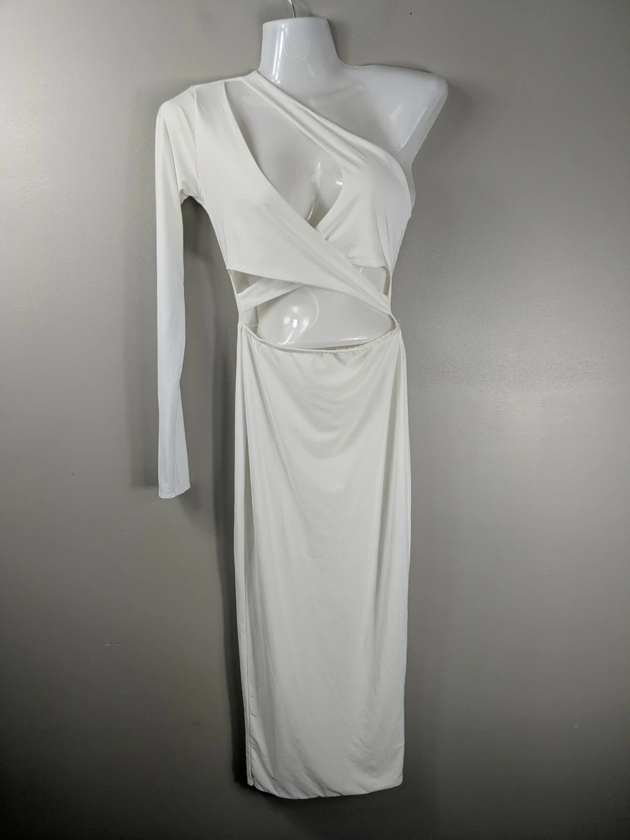 Pretty little thing white one hotsell shoulder dress