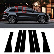 For Jeep Grand Cherokee 2011-2021 black Door Window Pillars Post Cover Trim 6pcs
