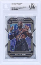 Apollo Crews WWE Signed 2023 Panini Prizm #179 Beckett Fanatics Witnessed Card
