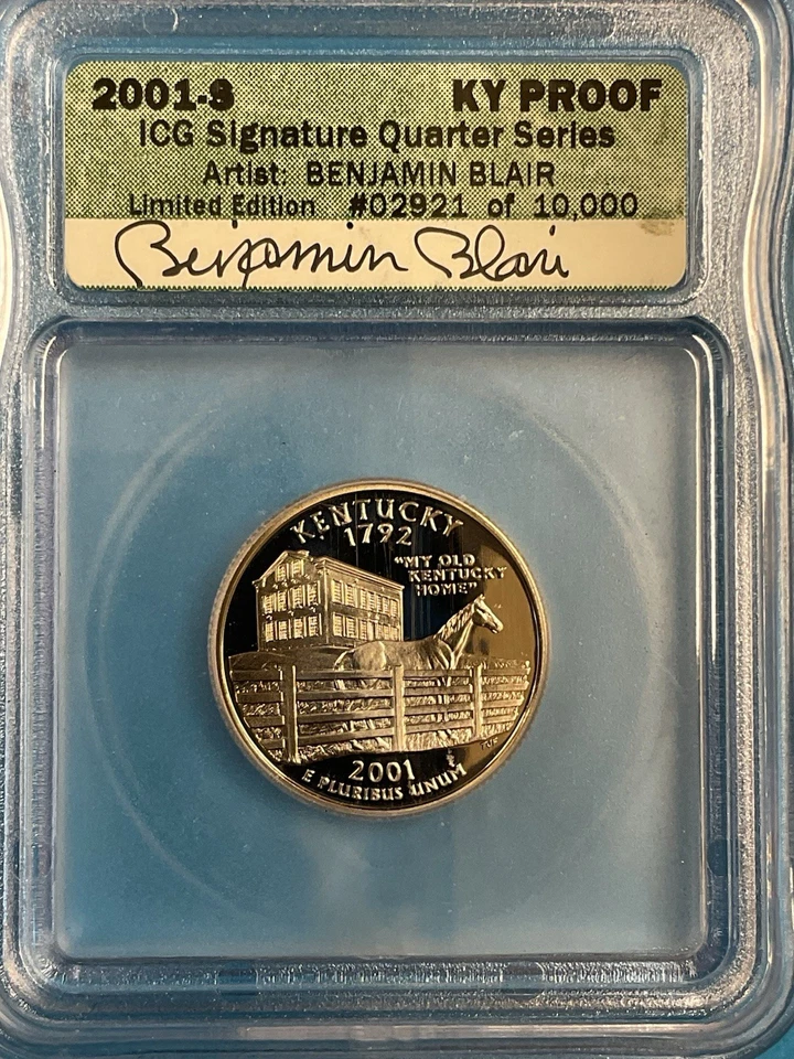 2-Coins 25c/25c State Quarters ICG PR70 2001S KY/RI - Image 2 of 4