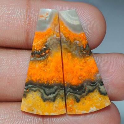 28.90 Cts Natural Bumble Bee Jasper Fancy Pair Cab Loose Gemstone  14x42x4 mm