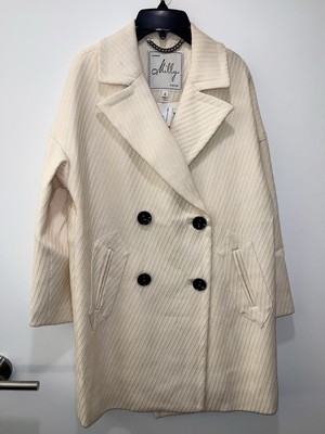 Milly New York Black & Ivory  Wool women's Double Breasted coat size 2 nwt