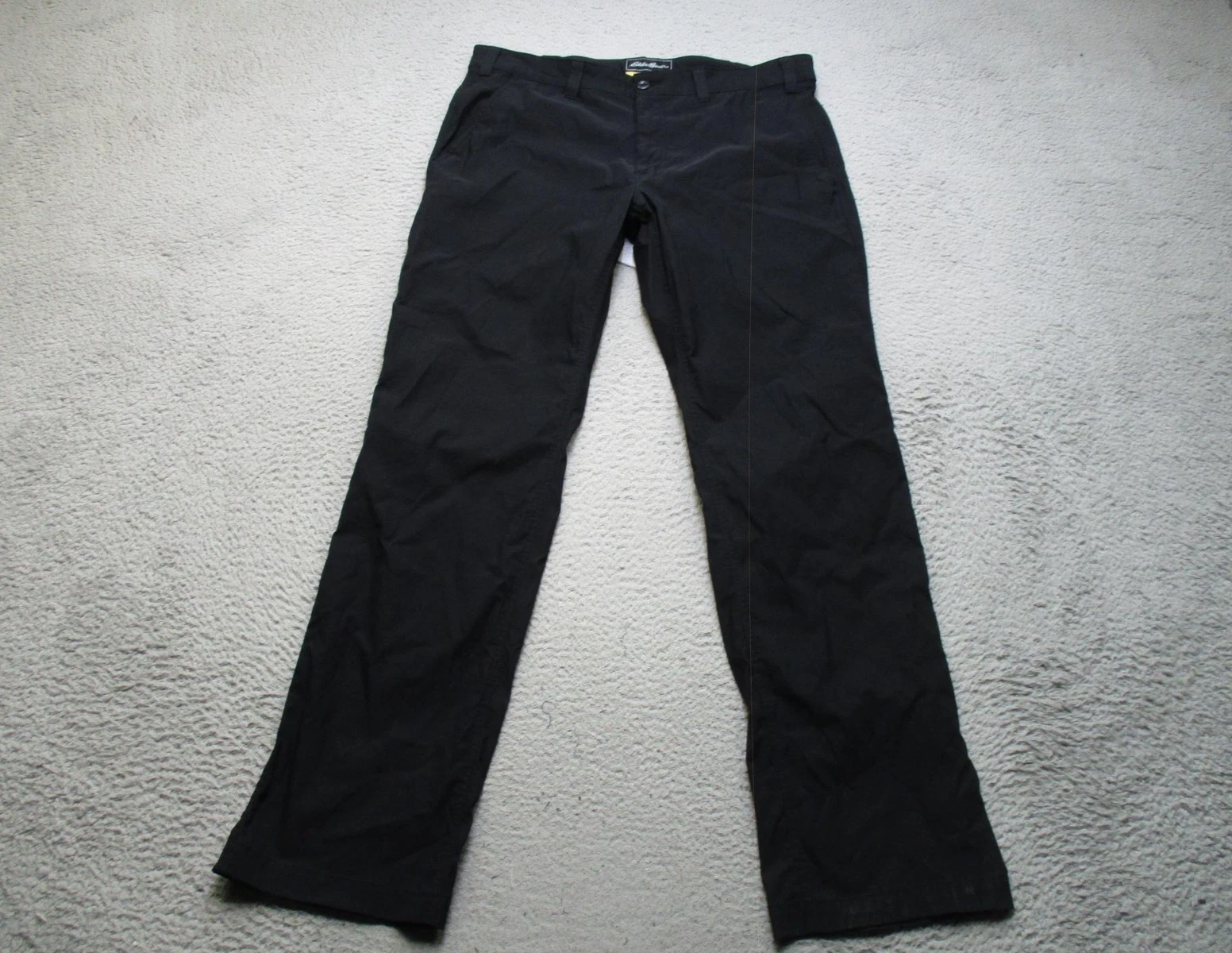 Eddie Bauer Travex Pants Mens 38 Black Travel Hiking Chino Straight Leg Casual