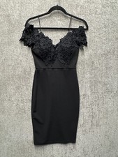 Forever 21 Black Lace Bodycon Cocktail Dress Womens Small Sleeveless Midi
