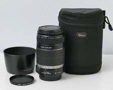 Canon EF-S 55-250 f/4-5.6 IS Lens, Hood, Case, Hoya PL-Cir Filter - Excellent