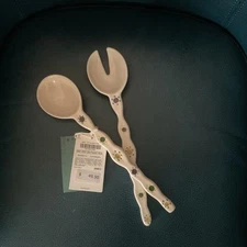 Zara Home Editions Ceramic Salad Serving Spoon & Spork Serving Set Rare Retired 