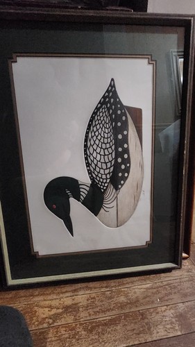 Signed Print Of a Loon Decoy Made In Long Island In 1910. 29.5x22.5