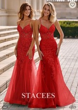 Trumpet/Mermaid Tulle Prom Dress V Neck Sweep Train w/ Appliqued Sequins Glitter
