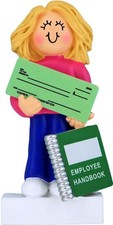 First/New Job Female Blode Personalized Christmas Ornament
