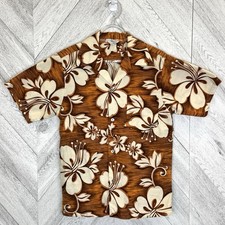 Vintage 60s 70s Hawaiian Shirt Men Small Barkcloth Short Sleeve Floral Aloha USA