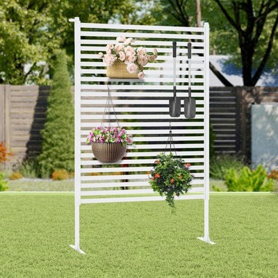 Outdoor Privacy Screen with Stand, Rustproof Metal Fence Panel, 35.43 R