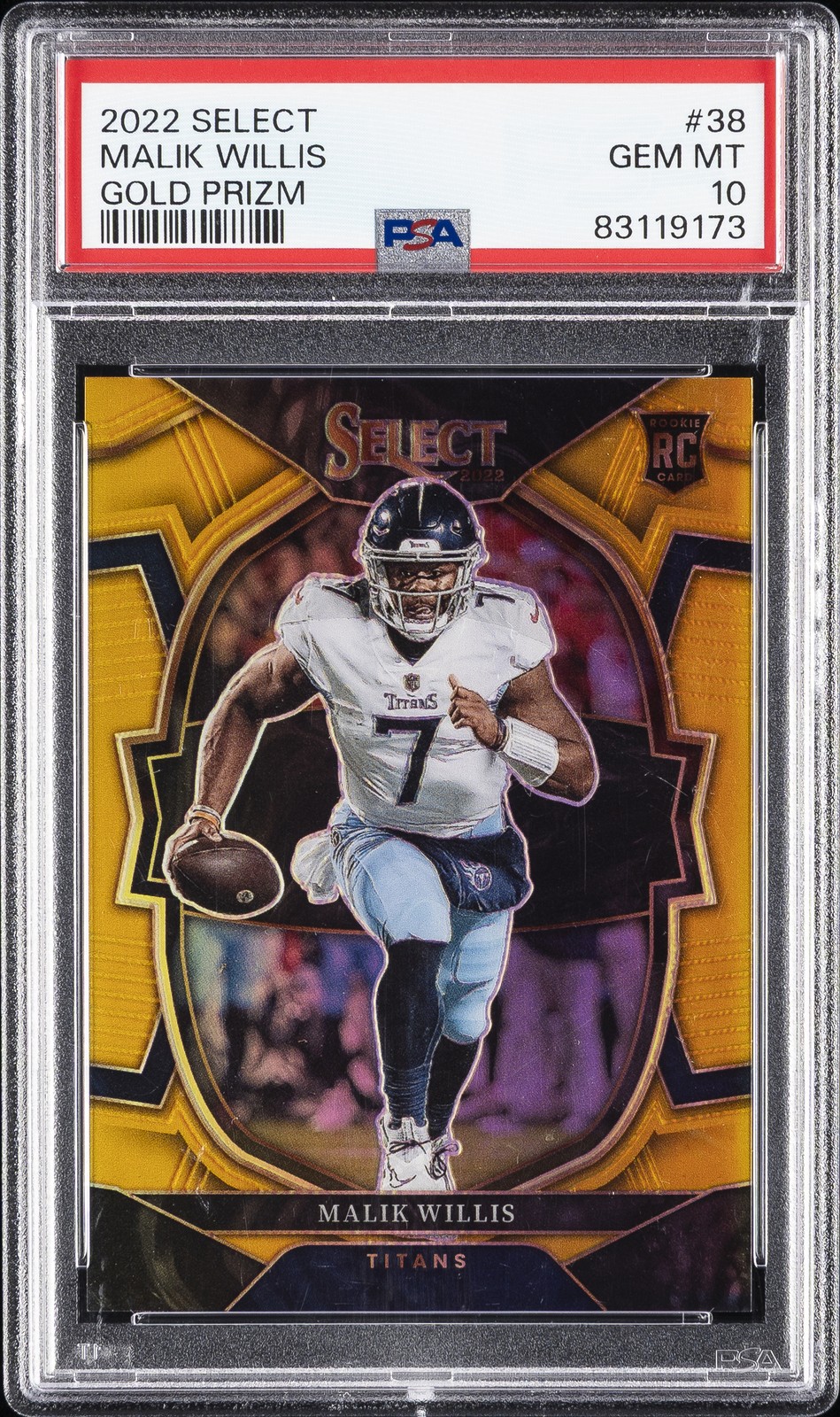 2022 PANINI SELECT GOLD PRIZM #38 MALIK WILLIS 1/10 PSA 10