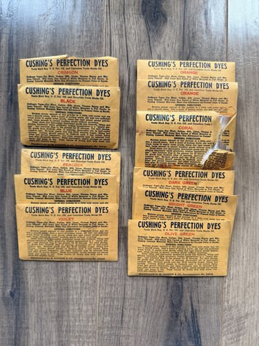 Cushing’s Perfection Dyes Vintage Cushings Packets Lot ~ 11 packages