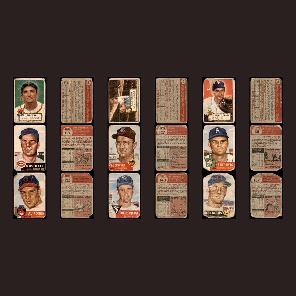Lote vintage de 142 cartões de beisebol 1953-1956 Topps Bowman coleção de baixo grau a granel - Imagem 3 de 4