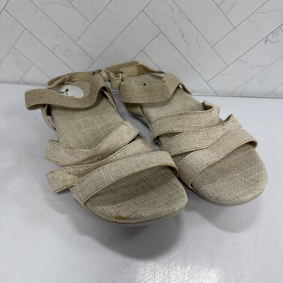 JBU By Jambu Pippa Cream Canvas Linen Vegan Strappy Sandal Women's Size 7.5