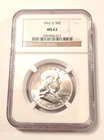 1962-D FRANKLIN HALF DOLLAR! 90% SILVER UNCIRCULATED! NGC CERTIFIED MS63