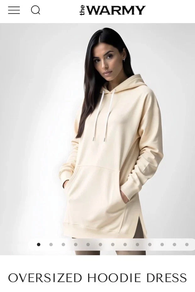 OFF WHITE The Warmy Felpa con Cappuccio Oversize Abito Panna MEDIA Ultra Morbida Calda ATL125