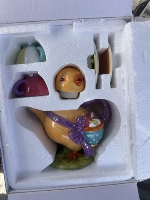 Department 56 Cheerful Chick Mini Tea Set with Teapot Cups and Saucers