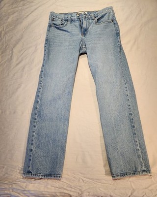 Abercrombie & Fitch Women's 90s Straight Jeans Mid Rise Light Wash Size 26 Short