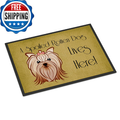 Caroline's Treasures Yorkie Spoiled Dog Lives Here Indoor/Outdoor Mat 18x27