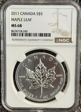 2011 Canada Silver Five Dollar Maple Leaf NGC MS68