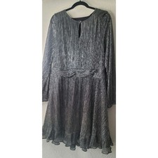 Shimmery Metallic Halogen Keyhole Long Sleeve Cocktail Minidress Sz XL