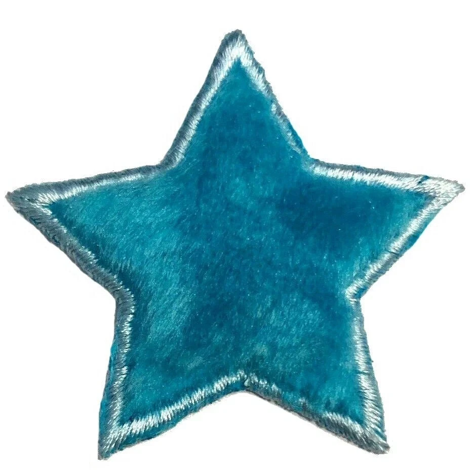 Stars Haberdashery Plush Patches Badges Embroidered On Blue Star Set of 6 - Image 3 of 4