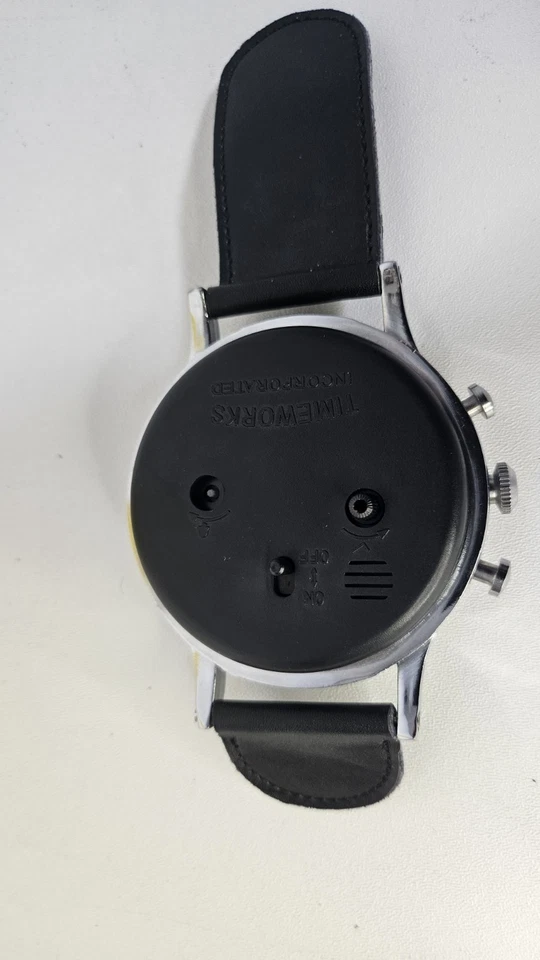 Geneva Chronographe Timeworks Inc Desk Top Clock Watch 4.5” silver Color , VTG - Image 2 of 3