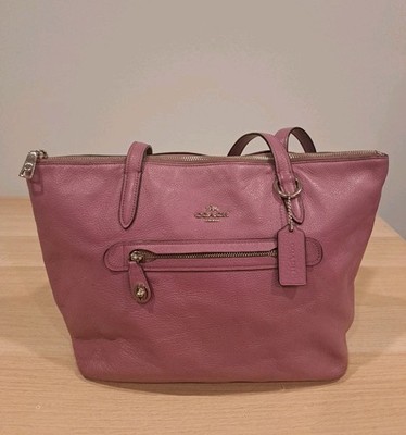 Coach Taylor Tote Bag Primrose Mauve Purple Pink Pebble Leather Handbag Turnlock