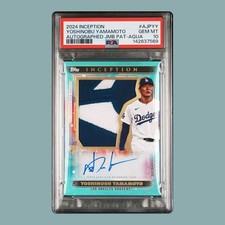 2024 Topps Inception Aqua Yoshinobu Yamamoto ROOKIE PATCH AUTO /50 PSA 10 