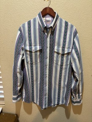 Vintage Roper Western Shirt Mens Large Made In USA Long Sleeve Button Down