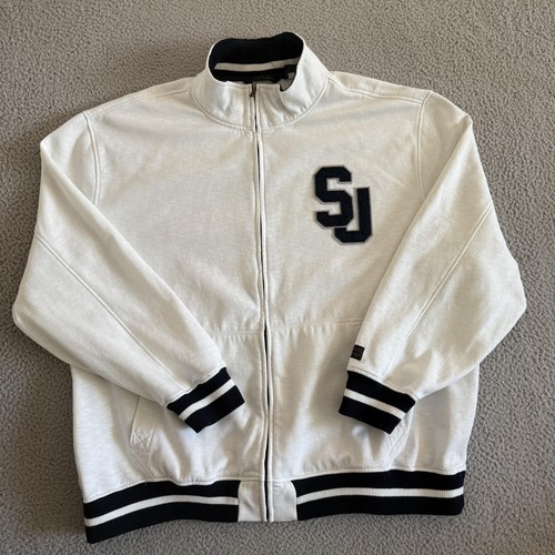 Sean John Jacket Mens 4XL White Black Full Zip Varsity Bomber SJ Logo 4XB