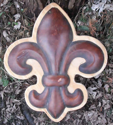 Fleur de lis plaque plastic mold plaster cement mould  18'' x 16'' x 1.25'' thick