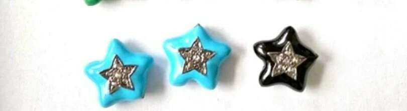 Cuentas de estrellas esmaltadas de 1 pieza pavé de diamantes nuevo diseño cuentas de esmalte hallazgos de plata 925. Foto 2 de 4