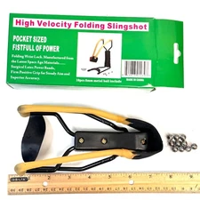 High Velocity Folding Slingshot with metal shooting balls