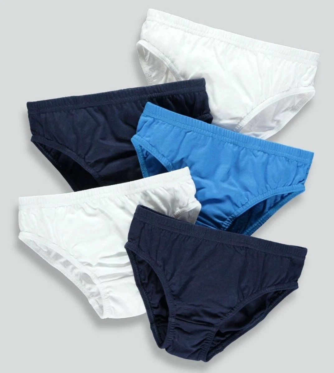 Kids 5 Pack Boys Underwear Briefs Underpants Blue White Cotton 1