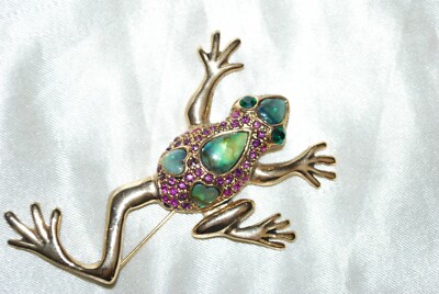 Broche Grenouille Sautante Avec Cristaux - FG20 - Neuf Avec étiquettes