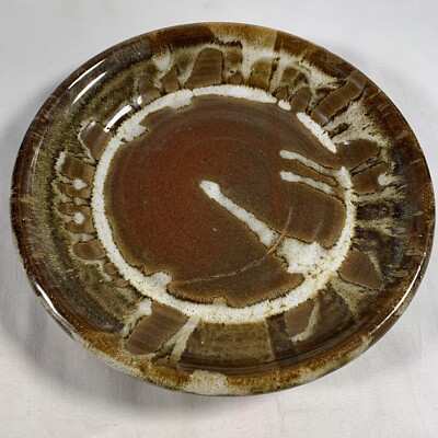 HANDMADE Studio Art Signed Ceramic Brown Pottery Dish GEM
