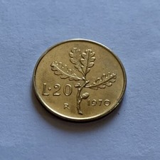 🇮🇹 Moneta 20 Lire 1970 Repubblica Italiana Quercia Italia Coin Pre Euro