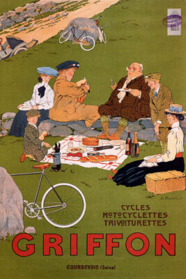 BICYCLE BIKE GRIFFON FRANCE PARIS FAMILY PICNIC FRENCH VINTAGE POSTER REPRO