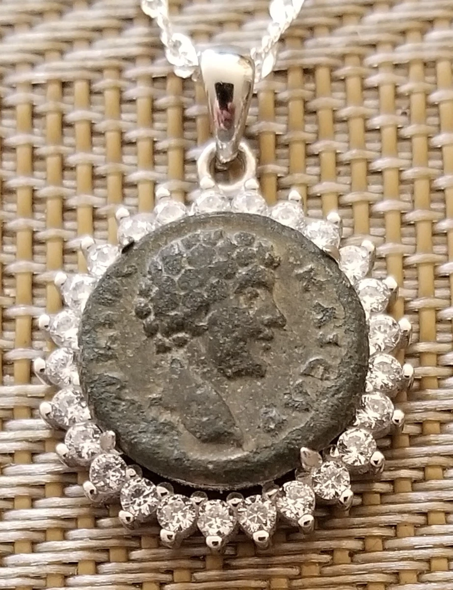 Roman Emperor Philosopher Marcus Aurelius Authentic Ancient Coin Silver Necklace