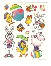 Vintage Color Clings Sticker FUN EASTER 1 Sheet Scrapbooking SD1