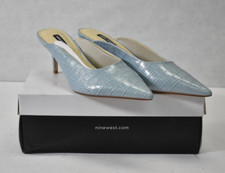 Nine West Light Blue Womens Angle Slip On Pointed Evening Heel Pump Size 10M