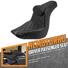 Black Driver Passenger Gel Seat w/ Backrest For Harley 2018-2025 Low Rider FXLRS