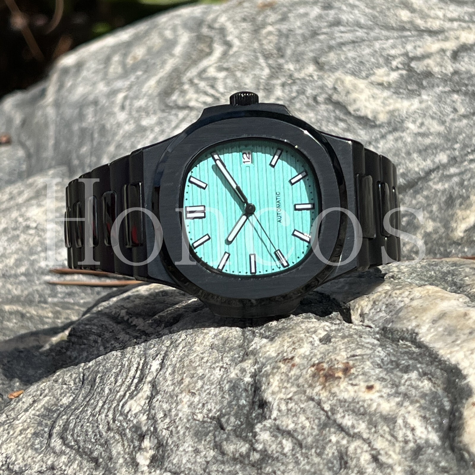 Custom Made Mods Watch Nautilus Style NH35 Automatic Movement Black Ice Blue