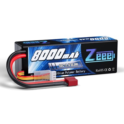 Zeee 3S Lipo Battery 8000mAh 11.1V 100C RC Battery with Deans T Plug Hard Cas...