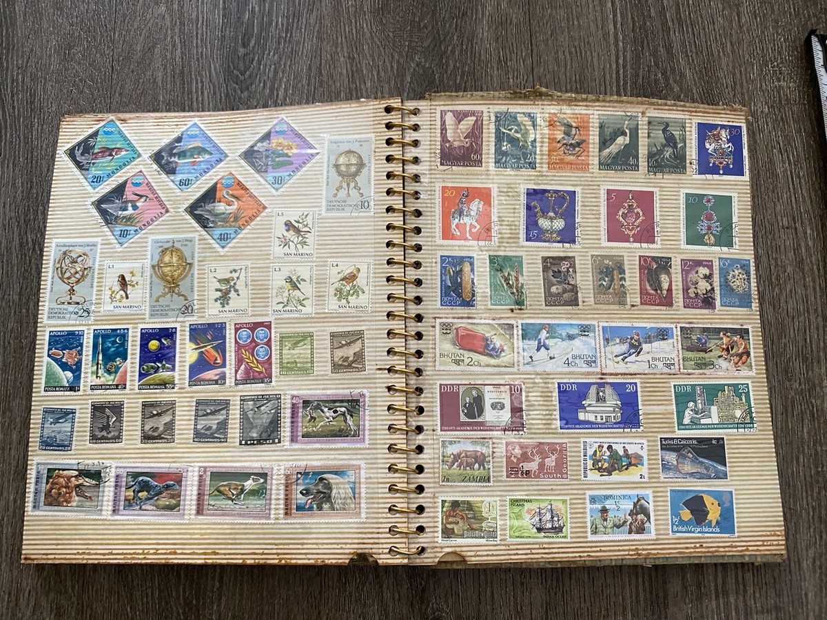 Vintage Stamp Collection Lot Book 100's Of Stamps Postage Post